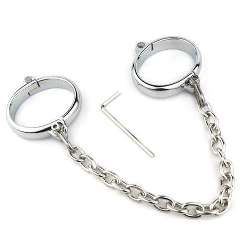 6990M       Contented Captive Chrome Steel Bracelet Cuffs with Chain - Image 23