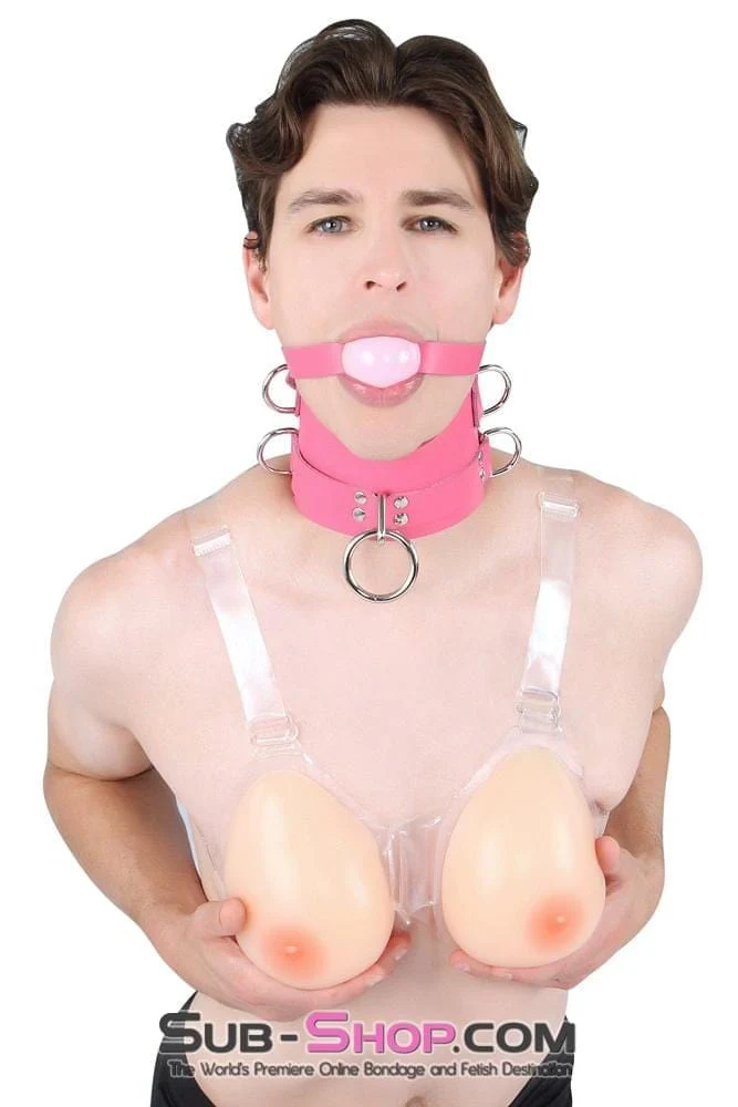 1659A-SIS Controlled Sissy Boy Hot Pink Leather Female BDSM Bondage Accessory Posture Collar