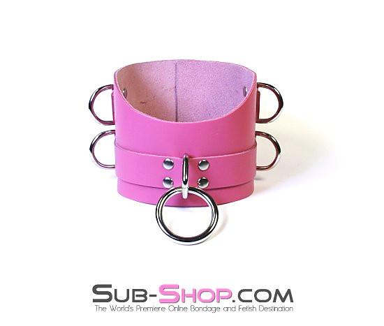 1659A-SIS Controlled Sissy Boy Hot Pink Leather Female BDSM Bondage Accessory Posture Collar - Image 2