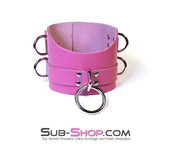 1659A-SIS Controlled Sissy Boy Hot Pink Leather Female BDSM Bondage Accessory Posture Collar - Image 4
