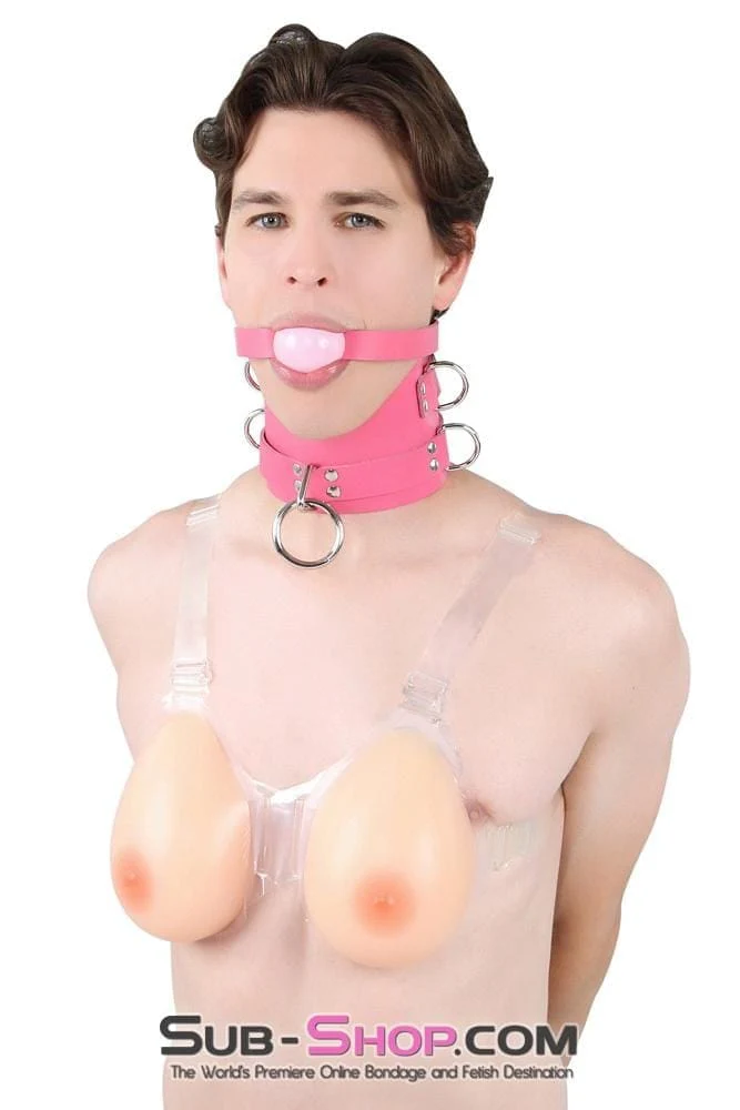 1659A-SIS Controlled Sissy Boy Hot Pink Leather Female BDSM Bondage Accessory Posture Collar - Image 7