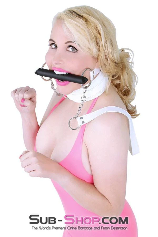 7251RS Corrupt Me White Padded Bondage Collar and Leash Set - Image 13