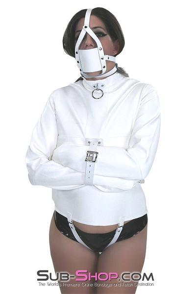 9765M     Cute But Psycho White PVC Straitjacket - Image 9