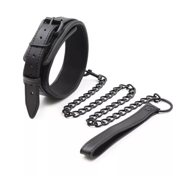 0657DL Dark Side Padded Matte Black Collar with Leash Set - Image 6