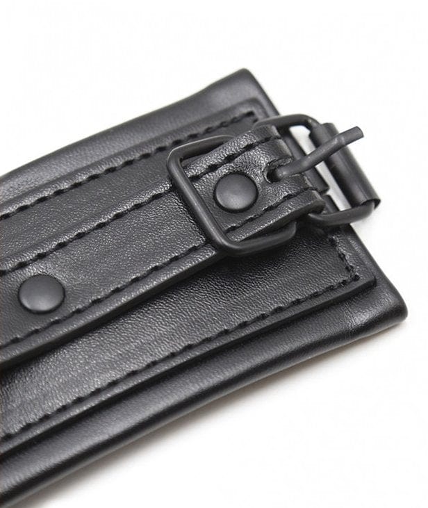 7389M      Dark Side Padded Matte Black Wrist Bondage Cuffs - Image 12