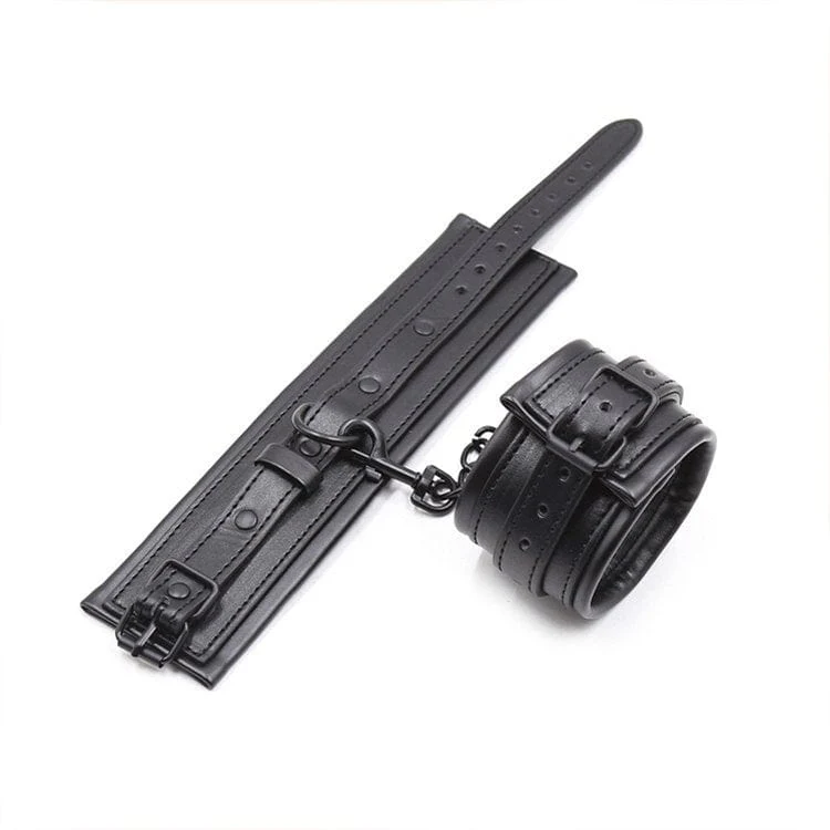 7389M      Dark Side Padded Matte Black Wrist Bondage Cuffs - Image 2