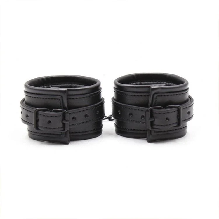 7389M      Dark Side Padded Matte Black Wrist Bondage Cuffs - Image 8