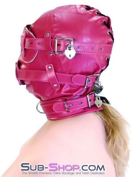 9719DL      Deep Throat Locking Hood with Removable Blindfold and 4" Penis Gag - Image 7
