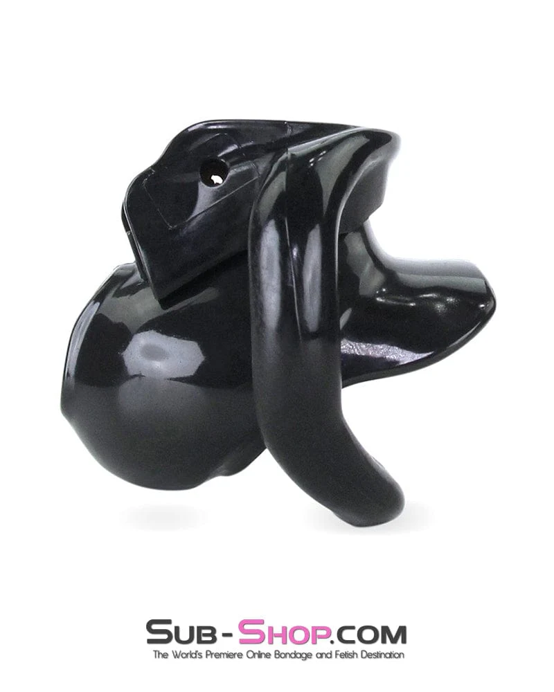 0643M Defiant Mini Black Locking Chastity Cock Cage - Image 4