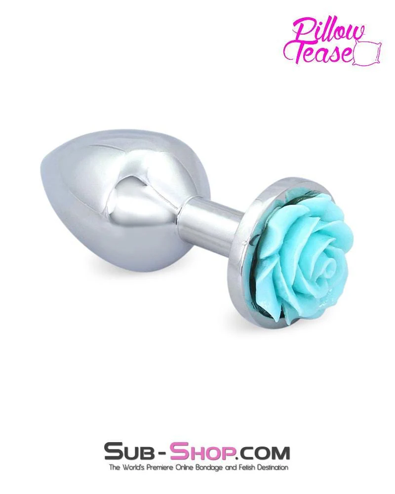 0541E      Diamond Blue Rose Medium Chromed Anal Plug