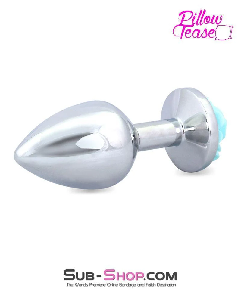 0541E      Diamond Blue Rose Medium Chromed Anal Plug - Image 5