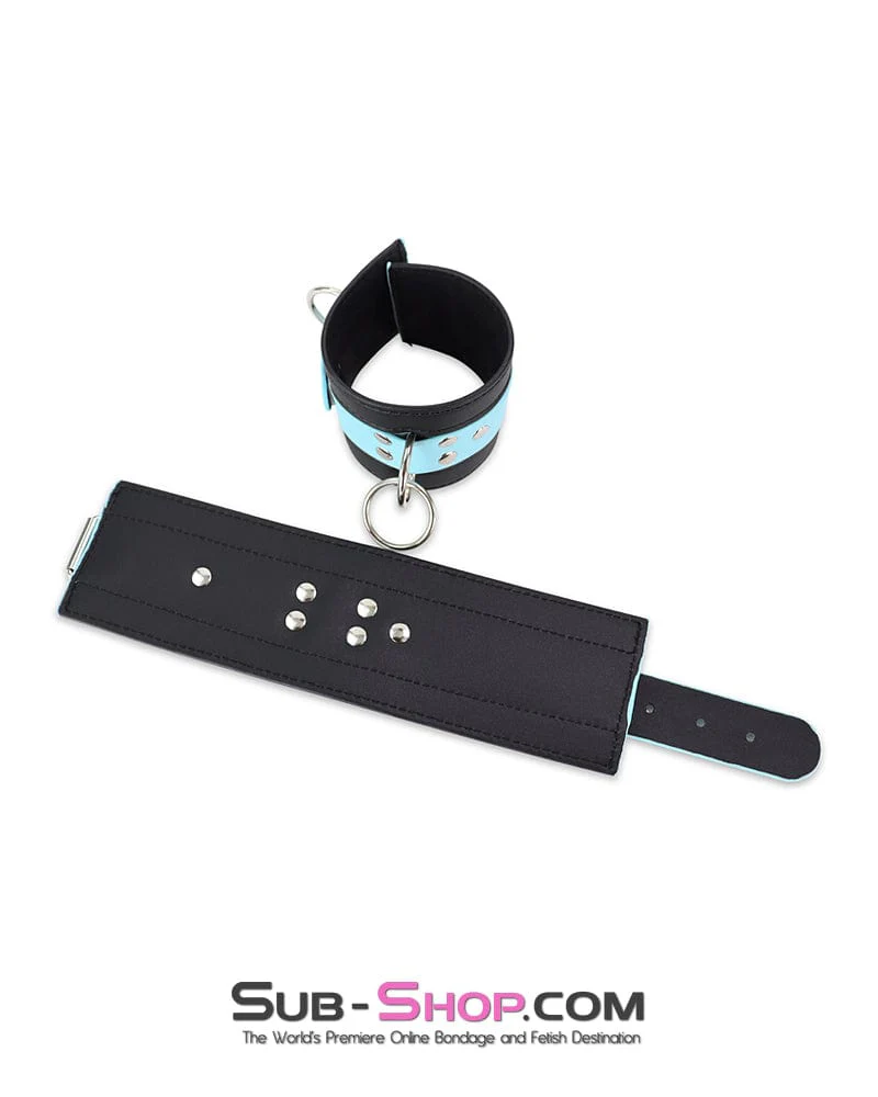 4789DL      Diamond Blue Strap Black Wrist Bondage Cuffs - Image 9