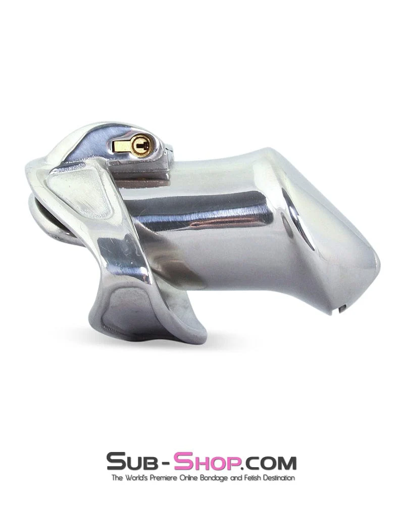 6811M      Dick Steele Long High Security Chastity Cock Cage with Medium Cock Cuff - Image 6