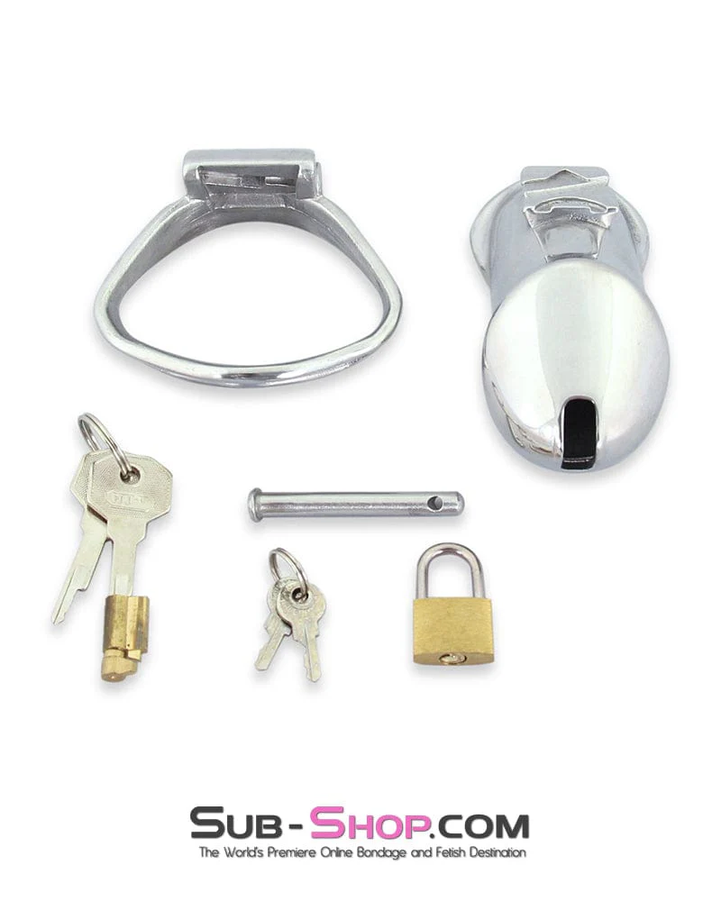 6811M      Dick Steele Long High Security Chastity Cock Cage with Medium Cock Cuff - Image 8