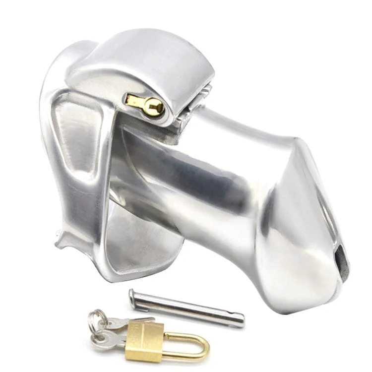 2709M Dick Steele Long High Security Chastity Cock Cage with Small Cock Cuff