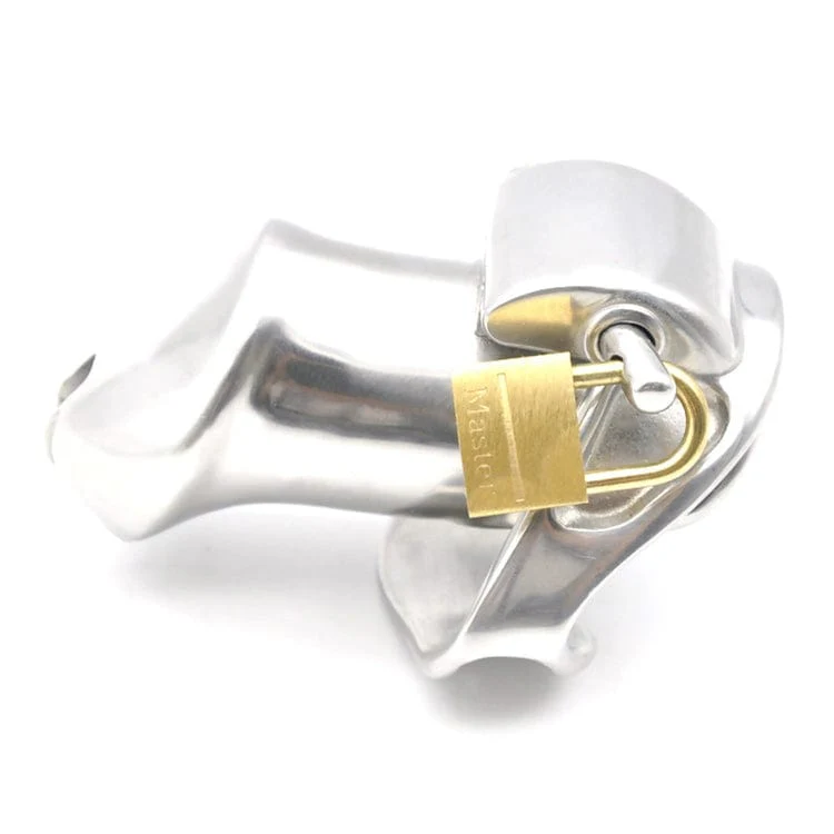 2709M Dick Steele Long High Security Chastity Cock Cage with Small Cock Cuff - Image 3
