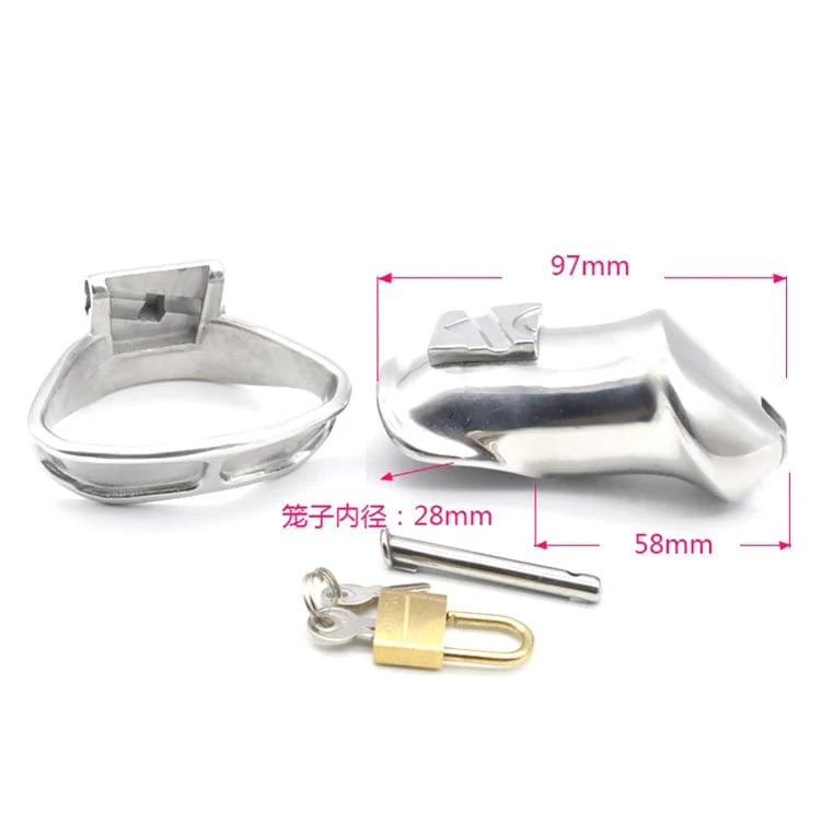 2709M Dick Steele Long High Security Chastity Cock Cage with Small Cock Cuff - Image 5