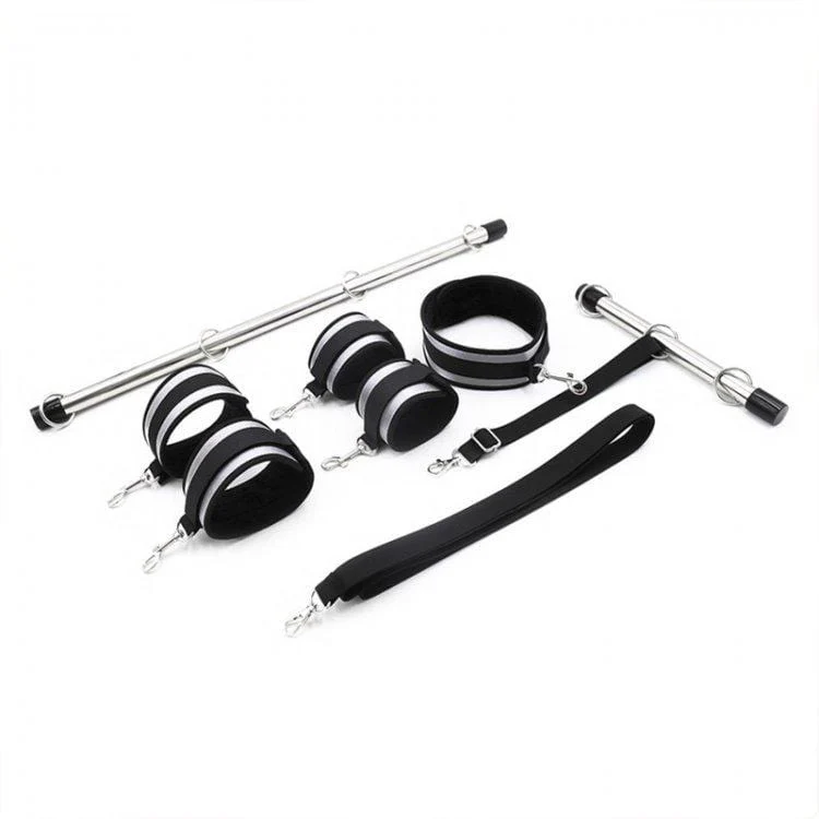7802M      Double Spreader Bar Collar, Wrist and Ankle Total Bondage Kit with Removable Cuffs - Image 10