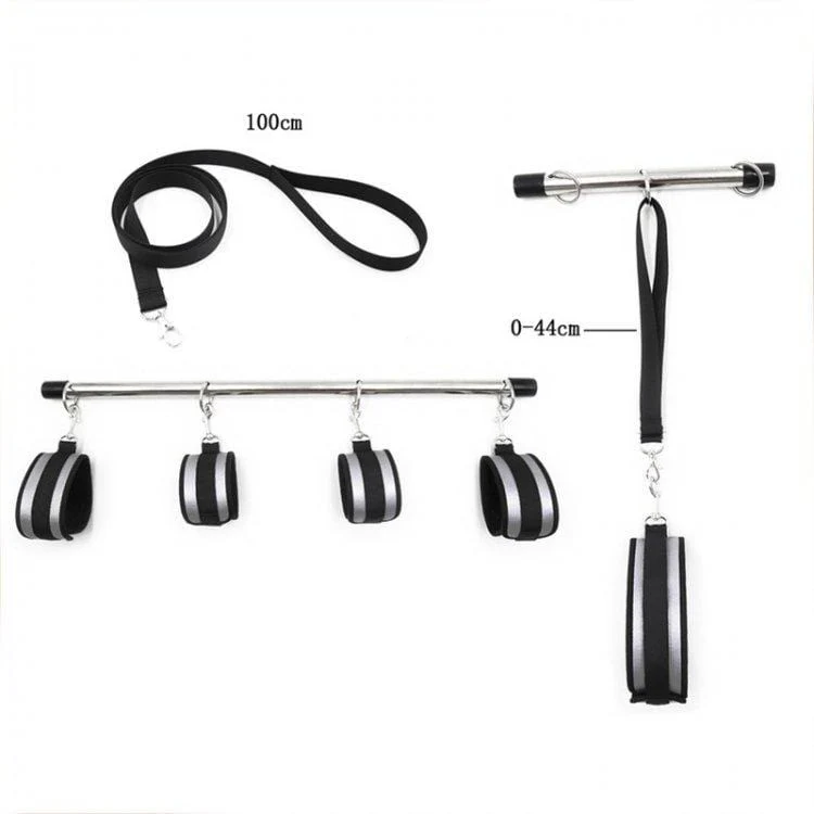 7802M      Double Spreader Bar Collar, Wrist and Ankle Total Bondage Kit with Removable Cuffs - Image 17