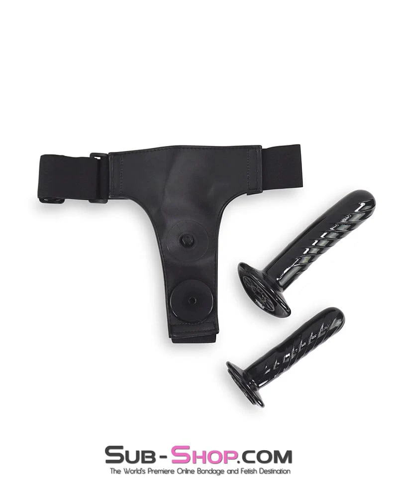 1349DL      Double Strap On Harness with Internal and External Silicone Dildos - Image 3