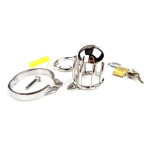 9067M      Dragon’s Teeth Chastity Cock Cage with Removeable CBT Ring – Medium Base Ring - Image 6