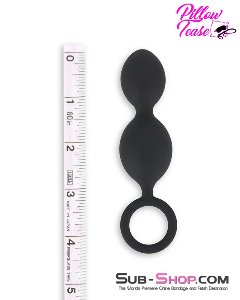 7836M      Dual Ball Silicone Anal Beads with Pull Ring - Image 2
