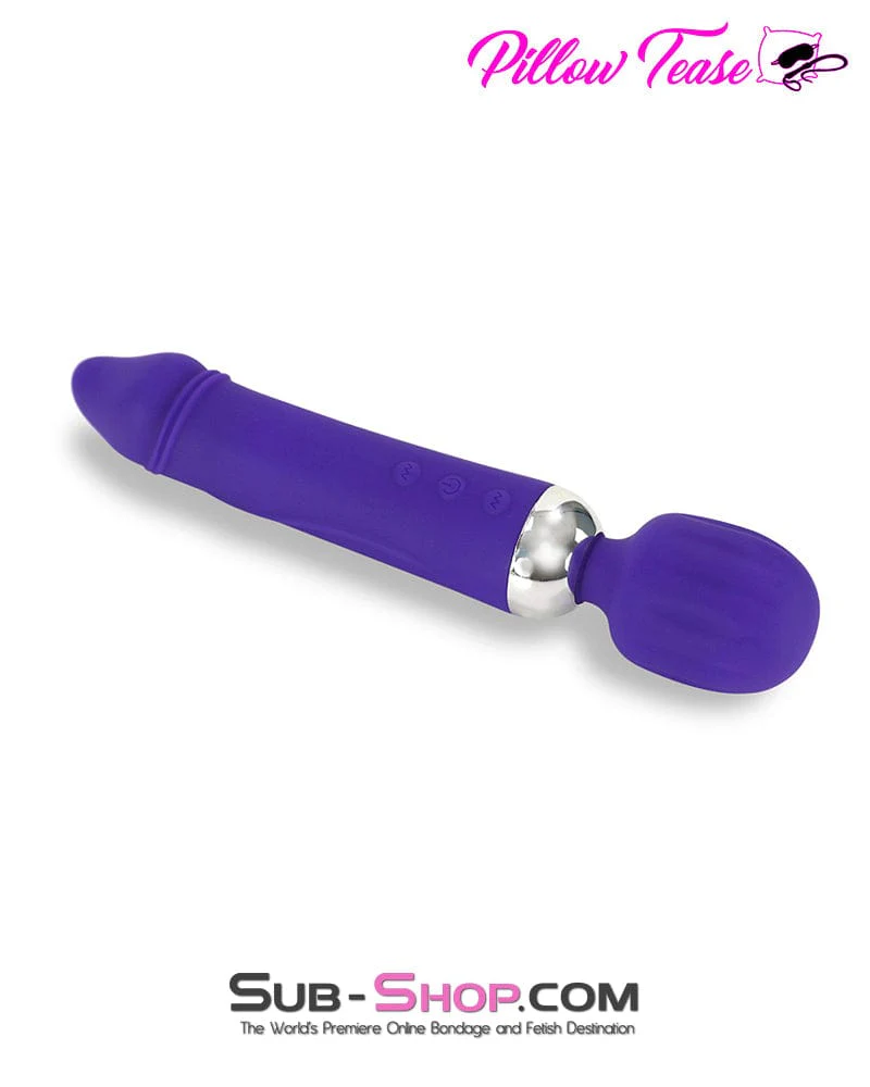 7892M      Dual Motor 12 Function Waterproof Wand Massager with Dildo Head - Image 2
