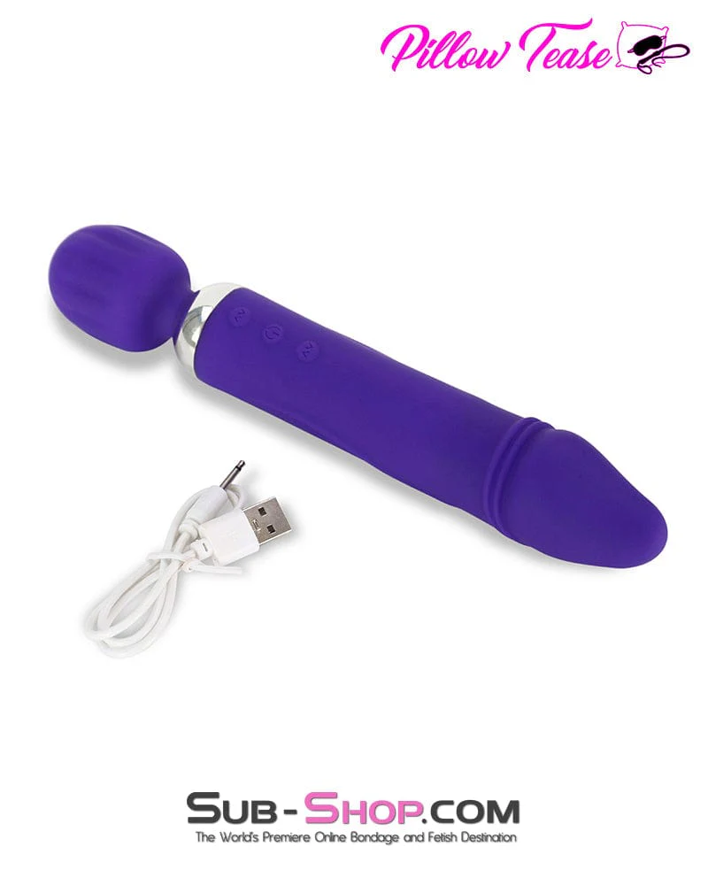 7892M      Dual Motor 12 Function Waterproof Wand Massager with Dildo Head - Image 4