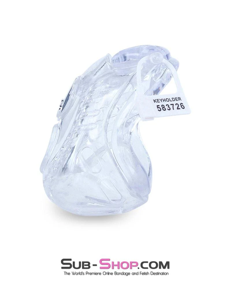 1583AR Small Dungeon Cage Clear High Security Full Coverage Male Chastity Device - Image 4