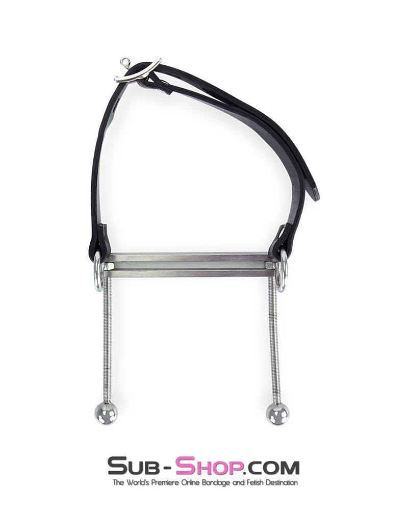 1323M-SIS      Dungeon Mistress Sissy Boi Bondage Tongue Flail Stainless Steel Locking Open Mouth Tongue Trap Gag - Image 12