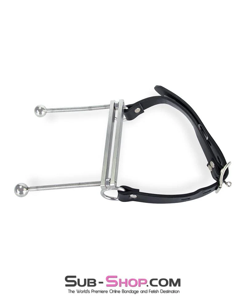 1323M-SIS      Dungeon Mistress Sissy Boi Bondage Tongue Flail Stainless Steel Locking Open Mouth Tongue Trap Gag - Image 8