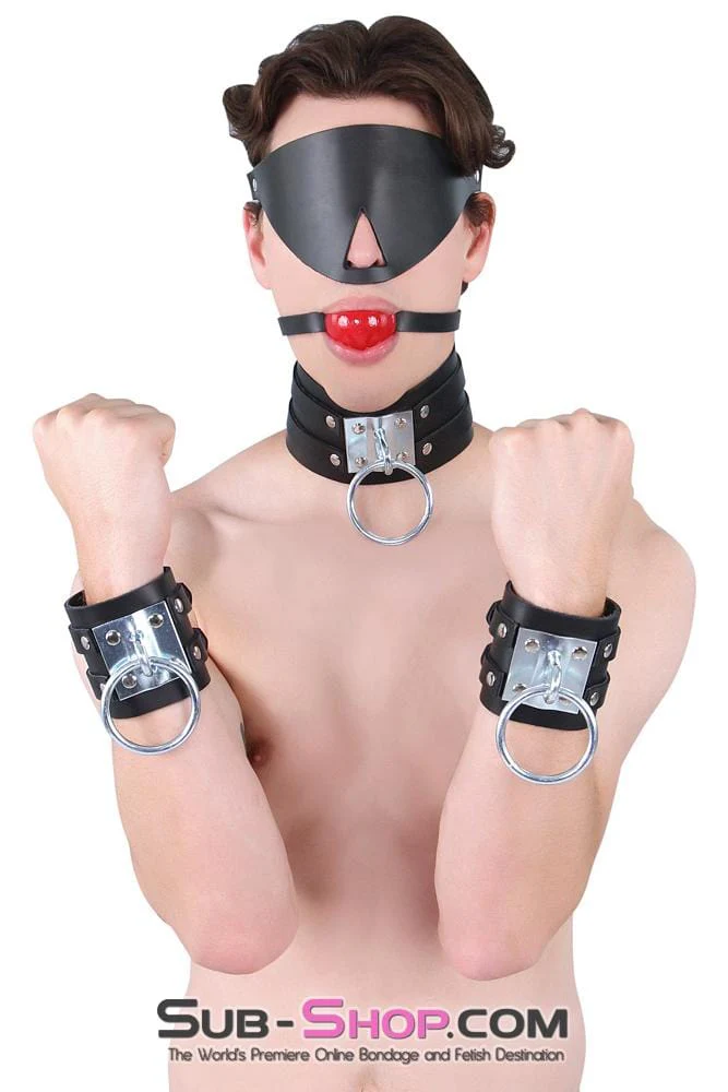 8870A      Dungeon Slave Wide Heavy Bondage Wrist Cuffs - Image 11