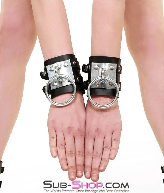 8870A      Dungeon Slave Wide Heavy Bondage Wrist Cuffs - Image 19