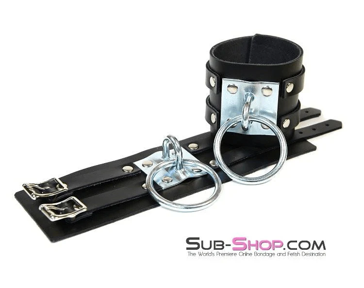 8870A      Dungeon Slave Wide Heavy Bondage Wrist Cuffs - Image 4