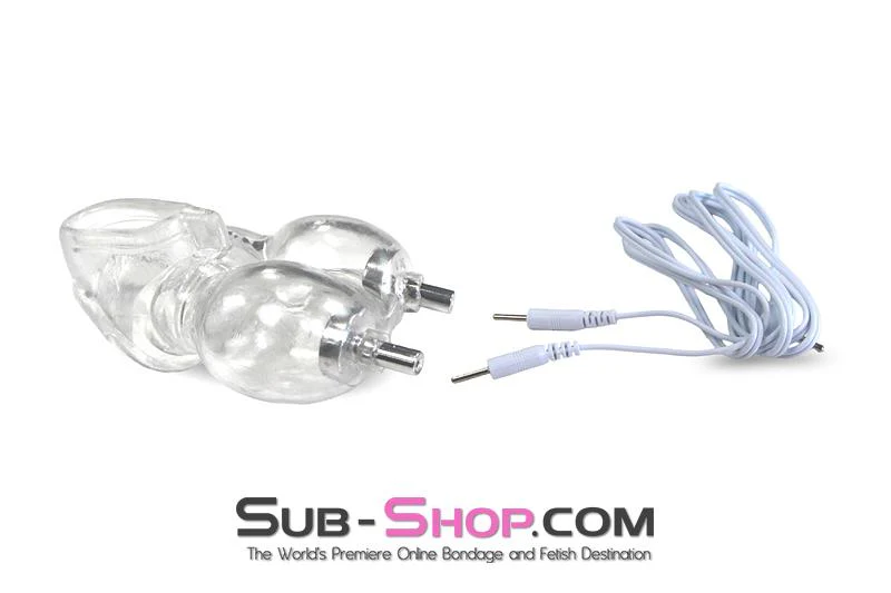 0748RS      Electro-Sex Clear Silicone Ball Cage and Cock Ring Combo - Image 4