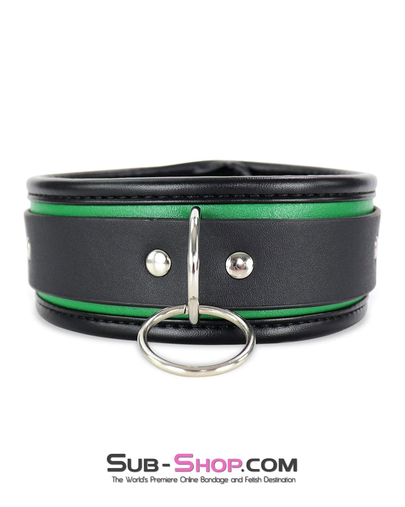 9999DL Emerald Green Bondage Collar, Wrist Cuffs and Blindfold Set - Image 6