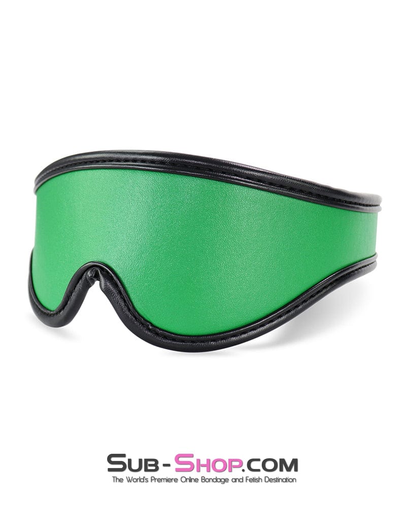 9999DL Emerald Green Bondage Collar, Wrist Cuffs and Blindfold Set - Image 8