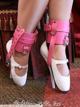 6793A-SIS      Enforced Sissy Femininity Hot Pink Locking Bondage Shoe Cuffs - Image 12