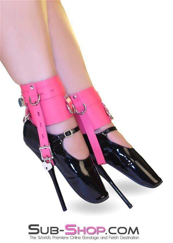 6793A-SIS      Enforced Sissy Femininity Hot Pink Locking Bondage Shoe Cuffs - Image 2