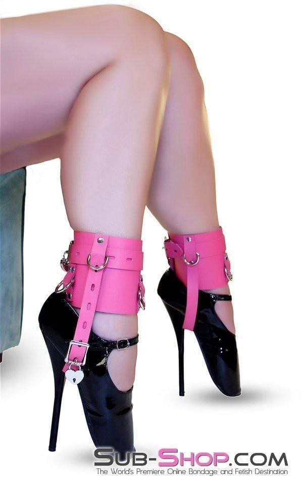 6793A-SIS      Enforced Sissy Femininity Hot Pink Locking Bondage Shoe Cuffs - Image 5