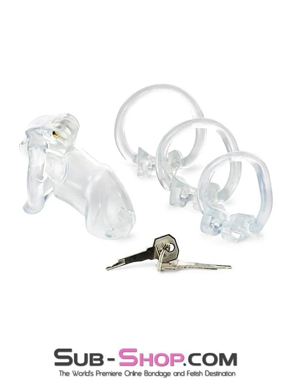 0397AE      Exposed in Chastity High Security Keyed Tumbler Locking Male Chastity with 4 Base Cock Ring Sizes - Image 3