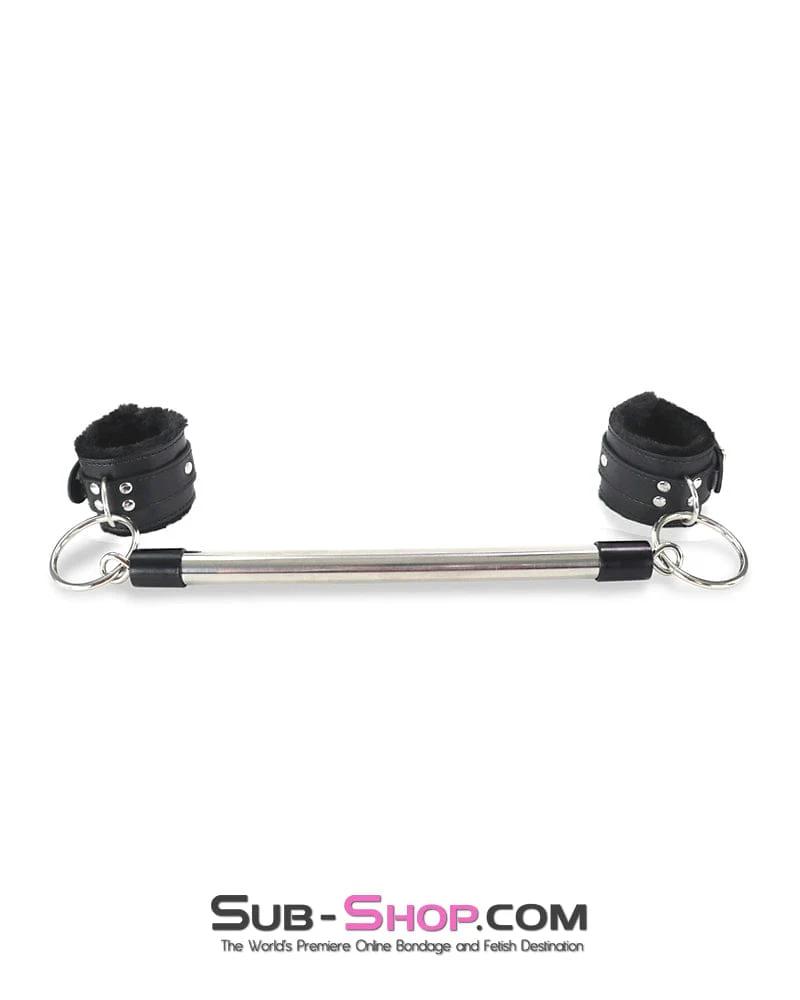 9889DL      Faux Fur Lined Bondage Cuff Spreader Bar Set - Image 5