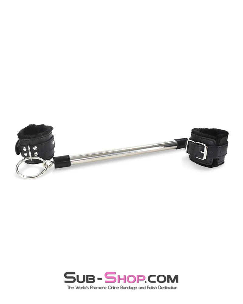 9889DL      Faux Fur Lined Bondage Cuff Spreader Bar Set - Image 7