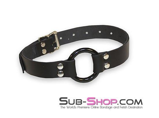 1499A-SIS Femdom Sissy Boi Accessory Bondage Leather Wide Strap Plastic Ring Gag - Image 2