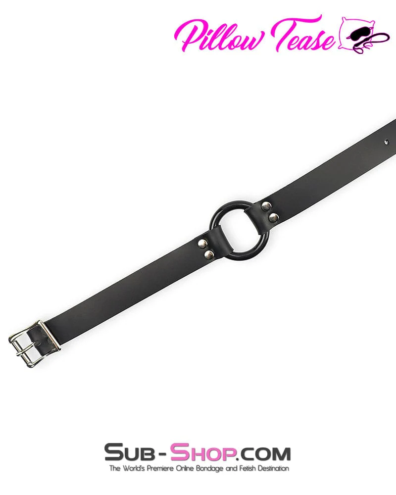 1499A-SIS Femdom Sissy Boi Accessory Bondage Leather Wide Strap Plastic Ring Gag - Image 5
