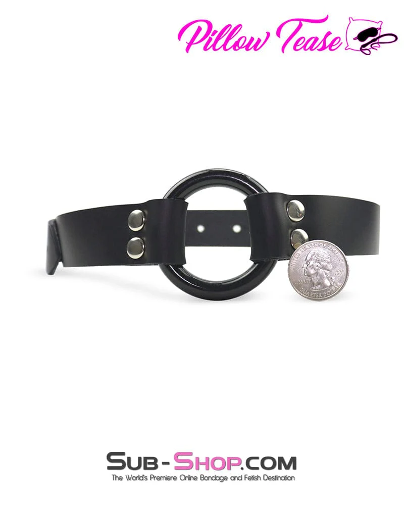 1499A-SIS Femdom Sissy Boi Accessory Bondage Leather Wide Strap Plastic Ring Gag - Image 9