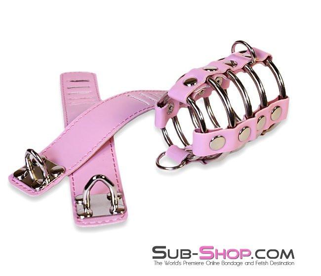 6998HS Feminizing Pink Cock Cage with Ball Spreader Set - Image 3