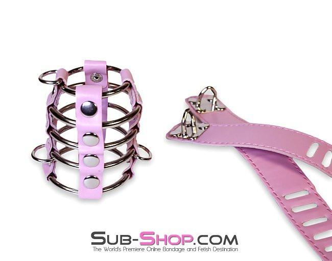 6998HS Feminizing Pink Cock Cage with Ball Spreader Set - Image 4