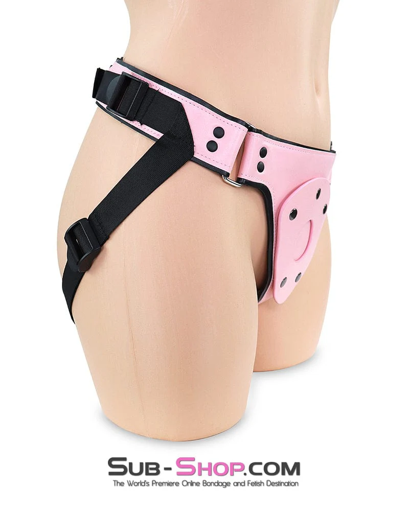 8873DL-SIS Femme Domme Pretty Pink Sissy Boi Professional Dominatrix and Black Strap on Harness - Image 5