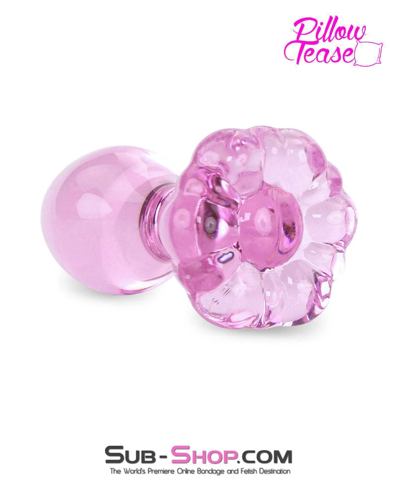 7861M Flower Power Pink Glass Beginner Butt Plug - Image 3